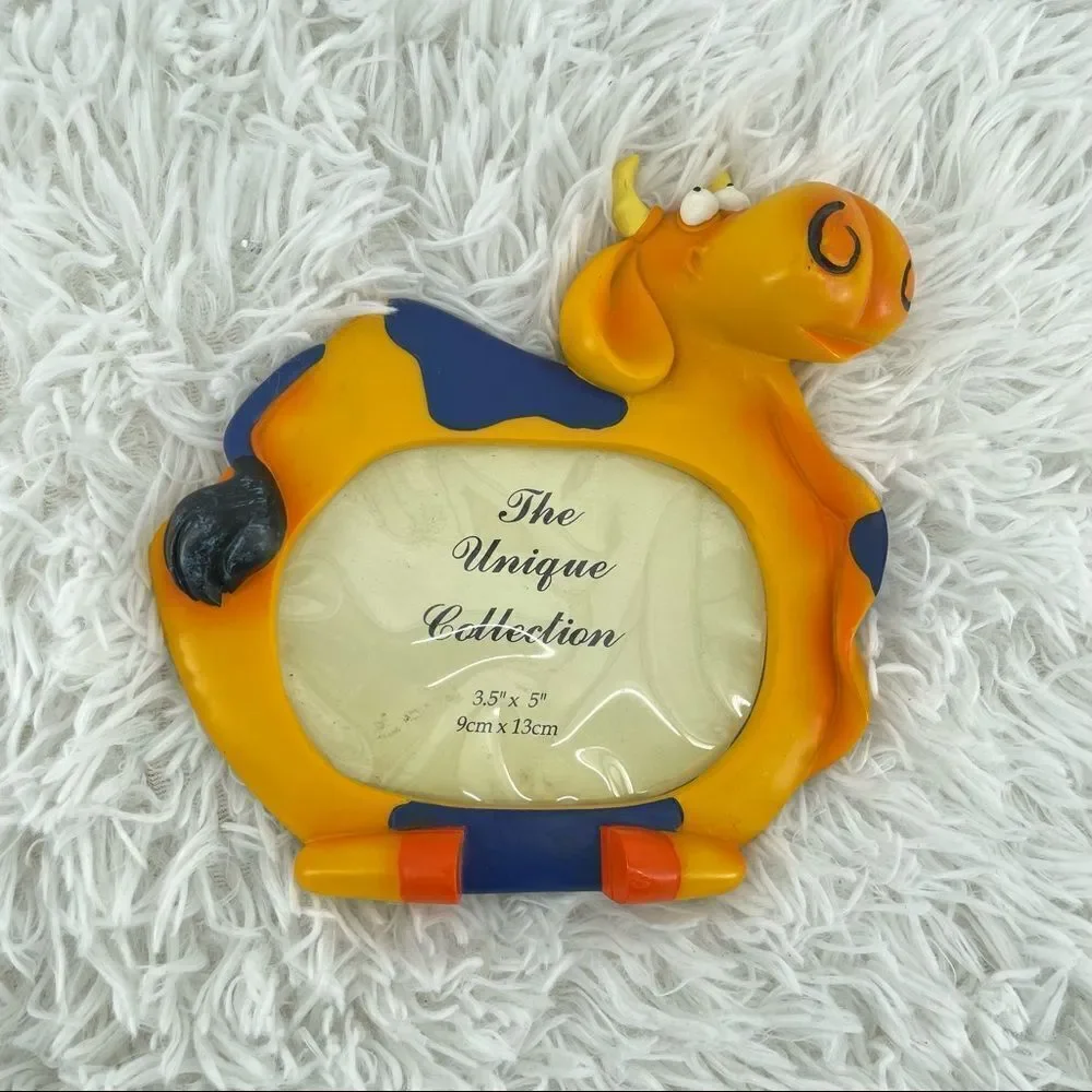 The Unique Collection 3.5” x 5” Rare 3D Orange Bull Decor Kid’s Picture Frame